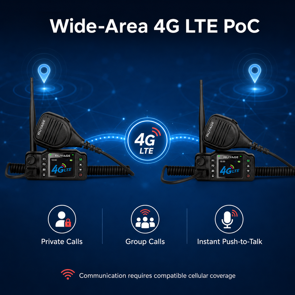 RUYAGE CT98 4G LTE Vehicle PoC Radios – 2-Pack Ruyage Radio