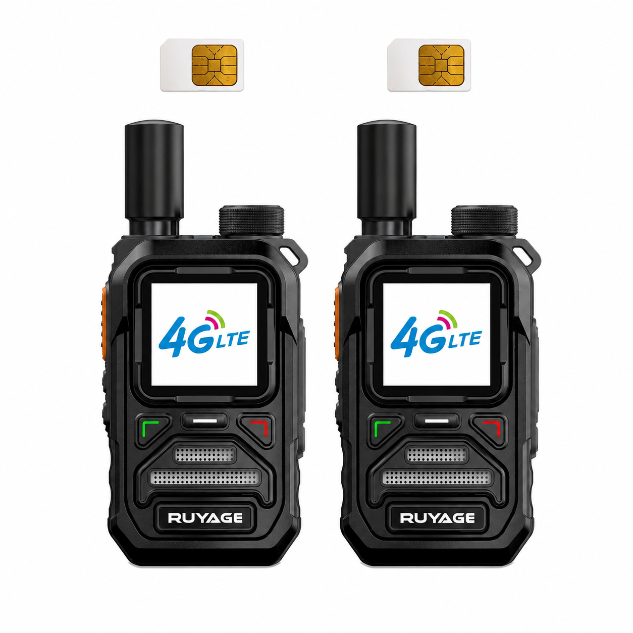 RUYAGE X10 Mini 4G LTE PoC Walkie Talkies with Alert Lights – 2-Pack Ruyage Radio