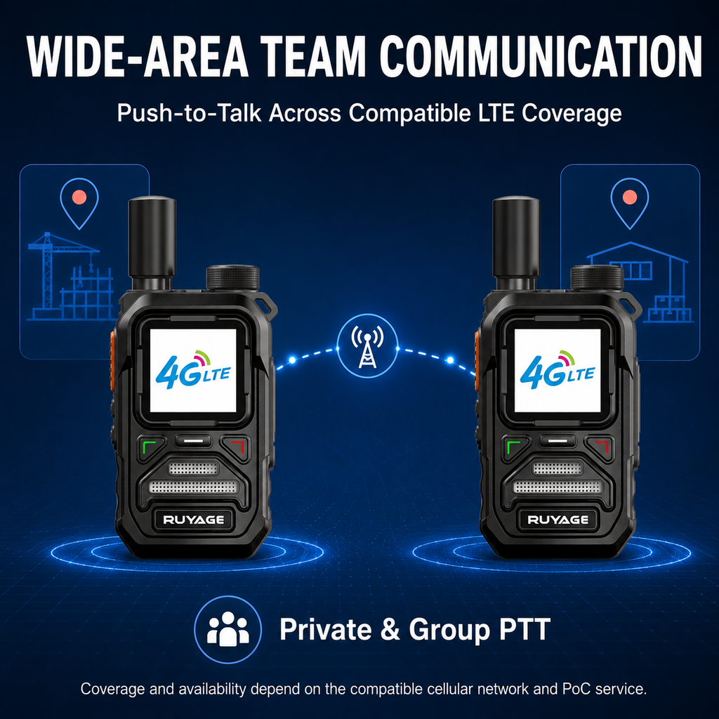 RUYAGE X10 Mini 4G LTE PoC Walkie Talkies with Alert Lights – 2-Pack Ruyage Radio