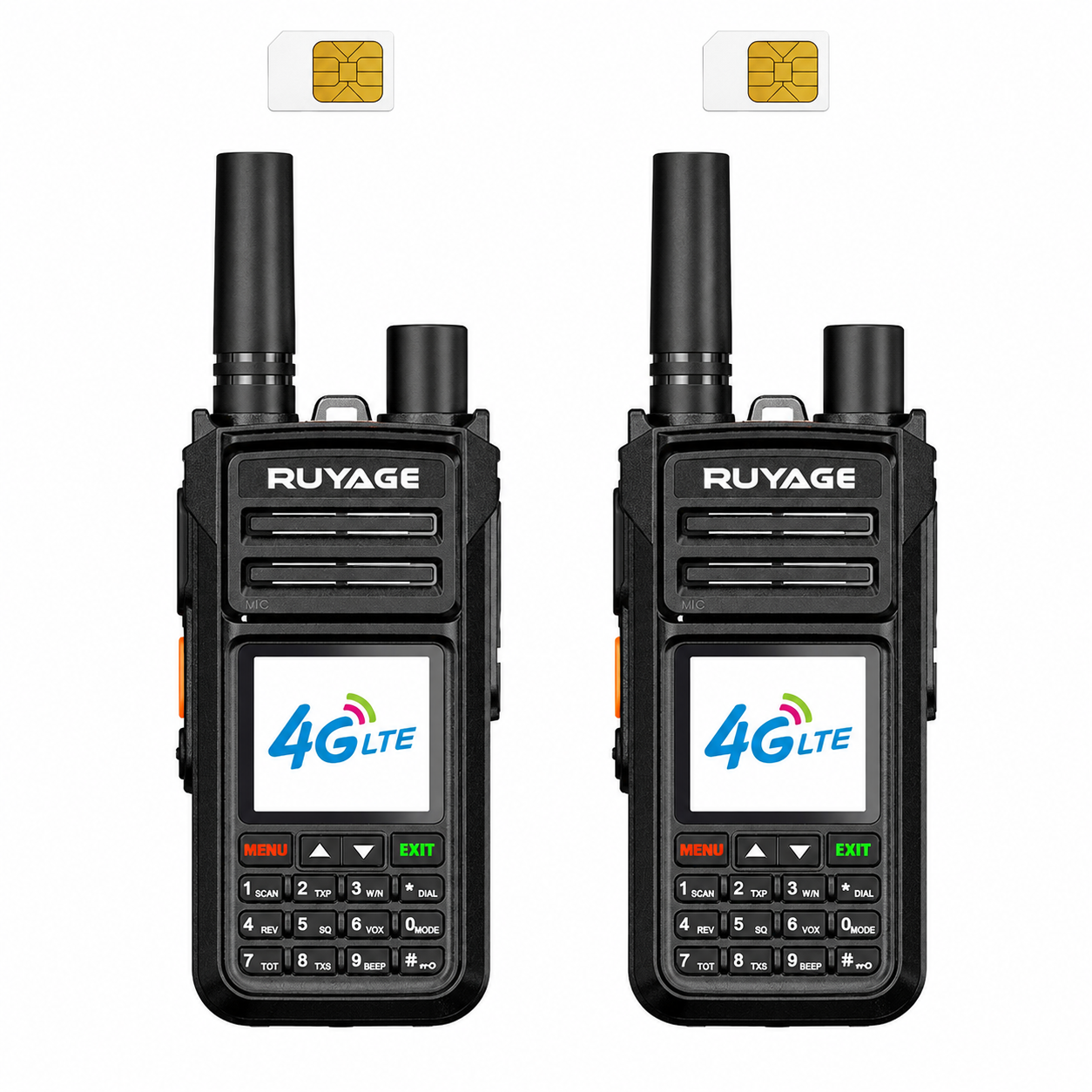 RUYAGE X70 Dual-Mode 4G LTE PoC & 5W UHF Walkie Talkies – 2-Pack Ruyage Radio
