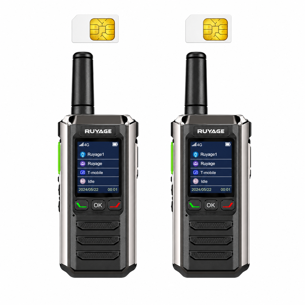 RUYAGE R0 Metal-Body 4G LTE PoC Walkie Talkies – 2-Pack Ruyage Radio