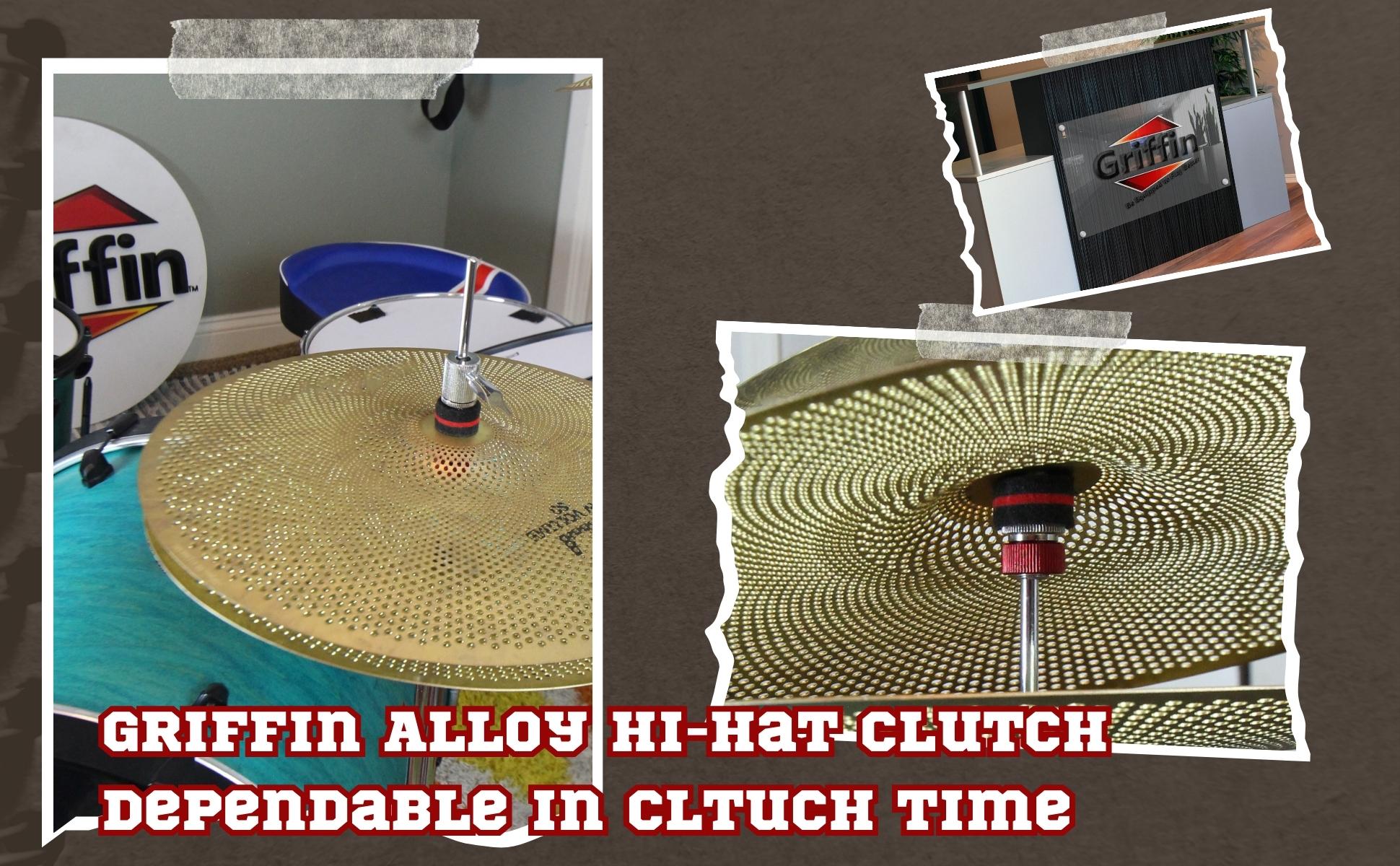 GRIFFIN Hi-Hat Clutch Mount Deluxe Version | Alloy Metal Speed Threads | Universal Holder to Fit Most Hi-Hat Cymbals,  Rods & Hihat Stands | Red locking Nut GeekStands.com