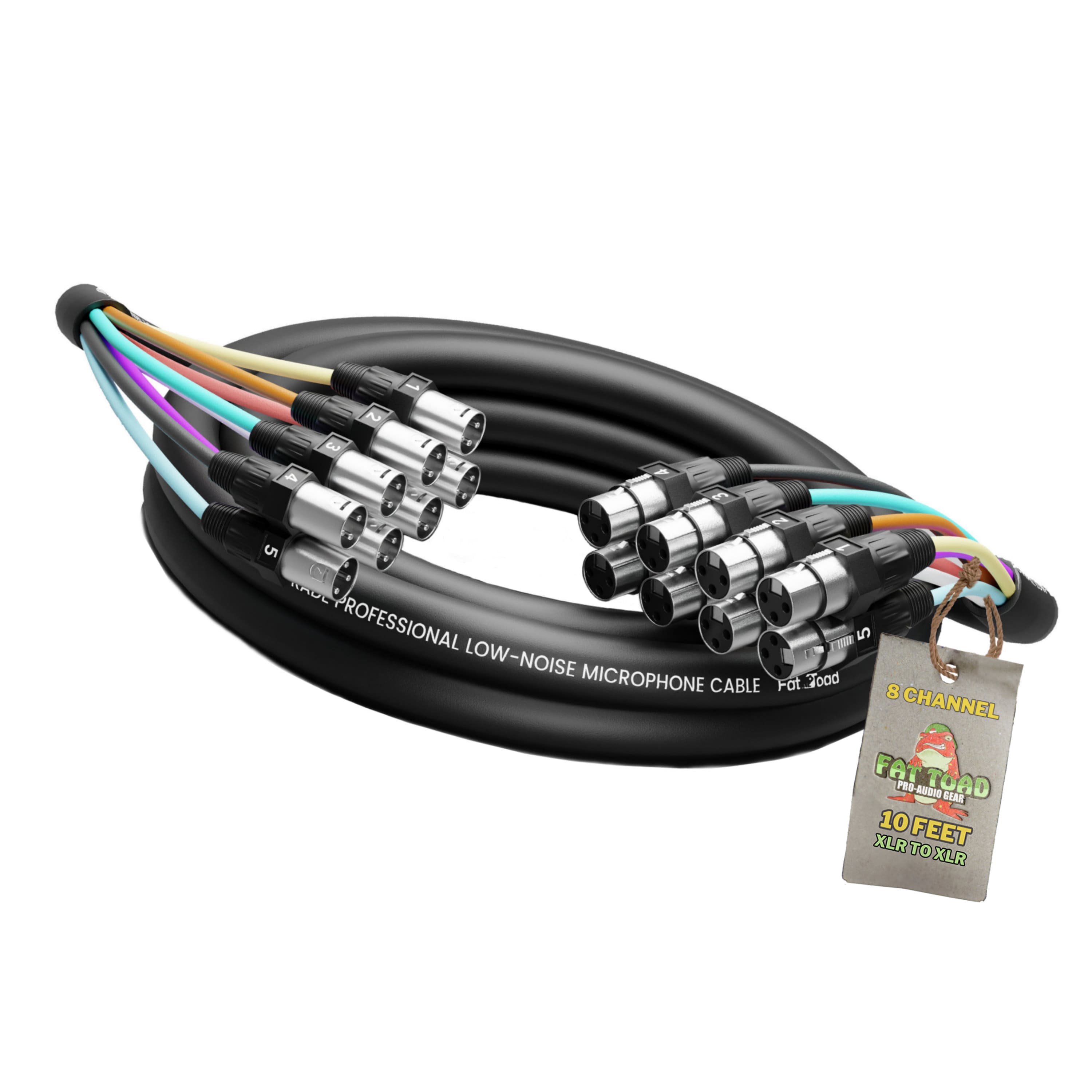 XLR Snake Cable Patch (10ft X 8 Channels) by FAT TOAD - Studio Stage, Live Sound Recording Multicore Cords - Pro Audio Shielded Balanced Wires GeekStands.com