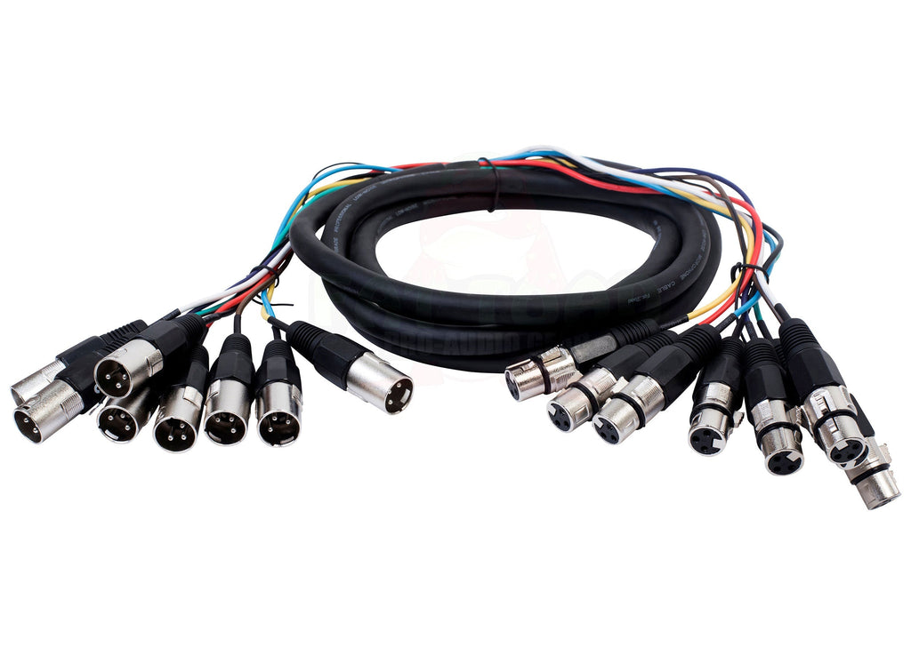 XLR Snake Cable 8-Channel 10ft (2-Pack) by FAT TOAD - Pro-Audio Shielded 3-Pin Balanced Patch Cables for Studio Stage, Live Sound & DJ Mixer GeekStands.com