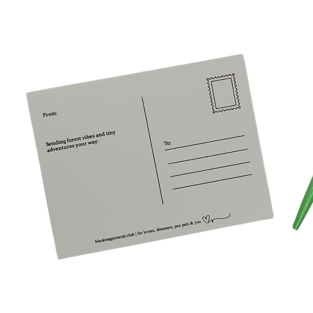 Black Art Postcard | Black Girl Unicorns + Forest Fantasy artwork Black Magic Social Club