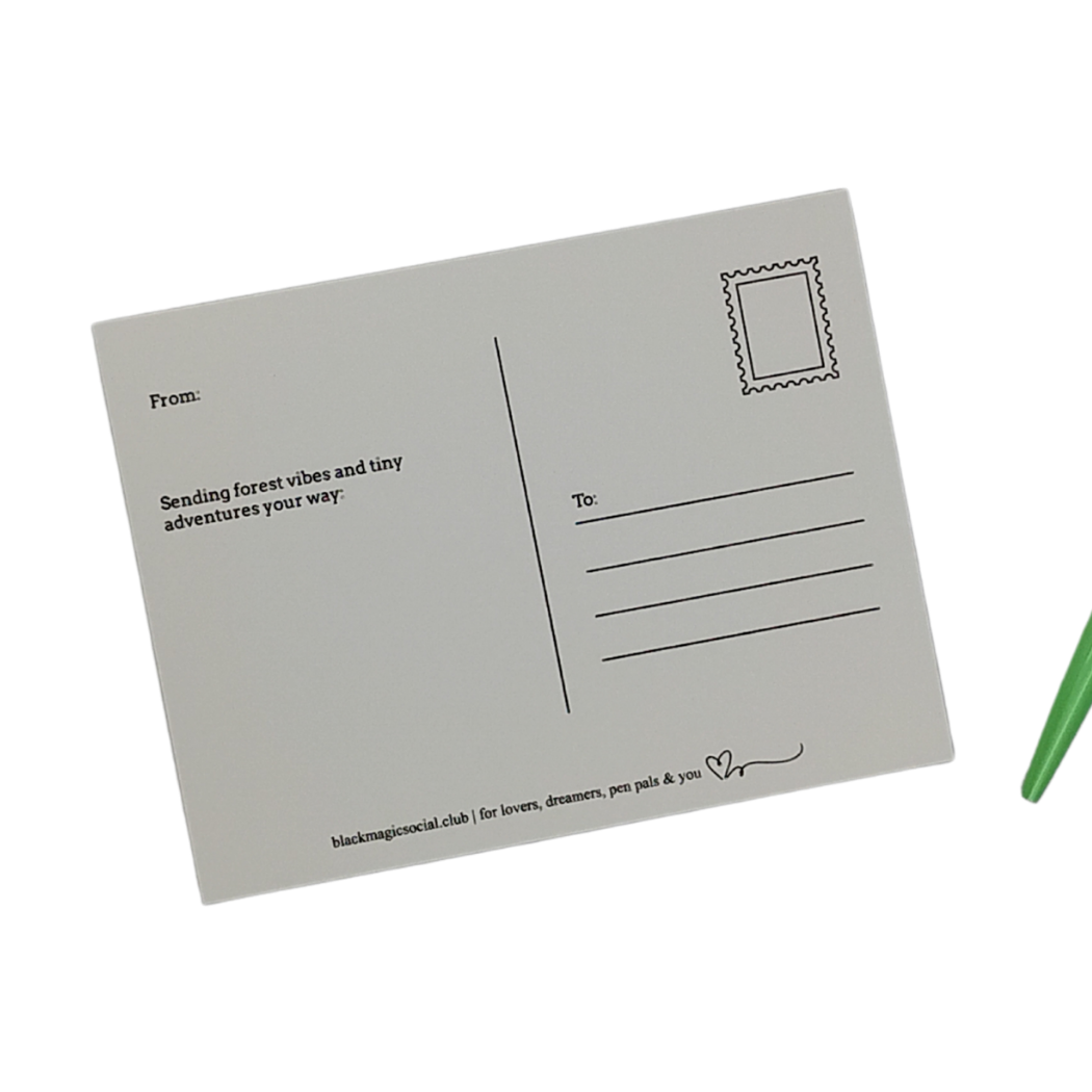 Black Art Postcard | Black Girl Unicorns + Forest Fantasy artwork Black Magic Social Club