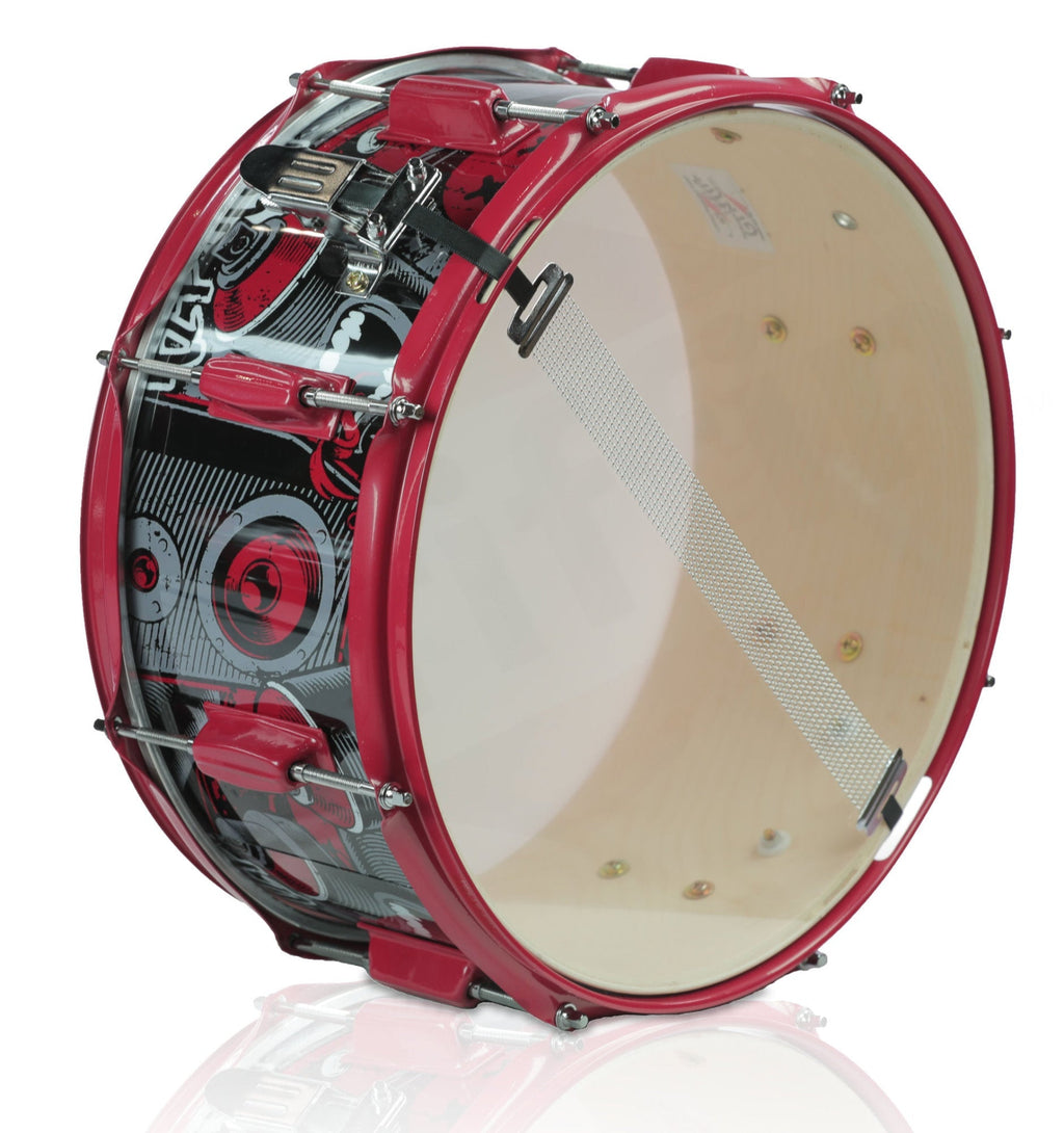Snare Drum by GRIFFIN | Birch Wood Shell 14"x6.5" with Custom Graphic Wrap (Limited Edition) | Percussion Acoustic Musical Instrument Kit & Drummers Key | 8 Metal Lugs, Head Set & Strainer Throw Off GeekStands.com