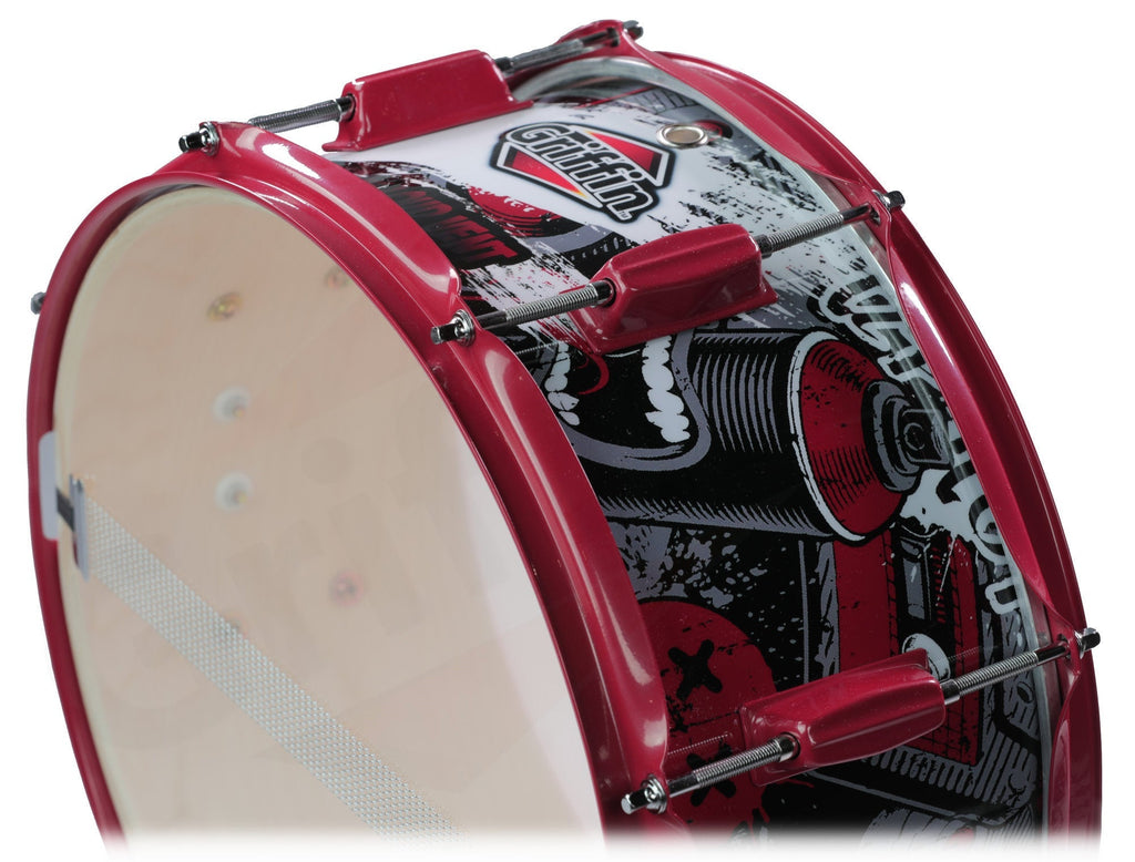 Snare Drum by GRIFFIN | Birch Wood Shell 14"x6.5" with Custom Graphic Wrap (Limited Edition) | Percussion Acoustic Musical Instrument Kit & Drummers Key | 8 Metal Lugs, Head Set & Strainer Throw Off GeekStands.com