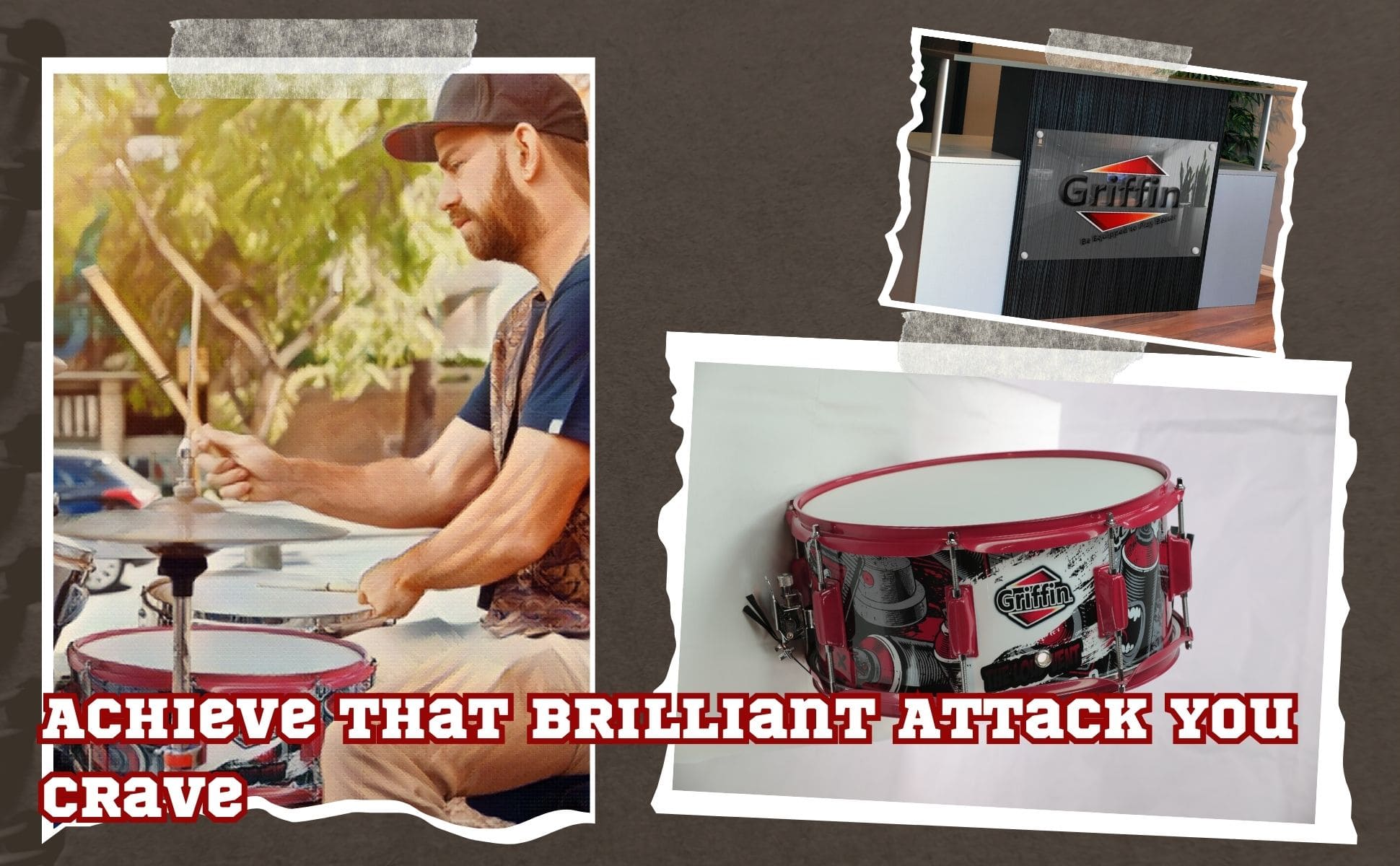Snare Drum by GRIFFIN | Birch Wood Shell 14"x6.5" with Custom Graphic Wrap (Limited Edition) | Percussion Acoustic Musical Instrument Kit & Drummers Key | 8 Metal Lugs, Head Set & Strainer Throw Off GeekStands.com