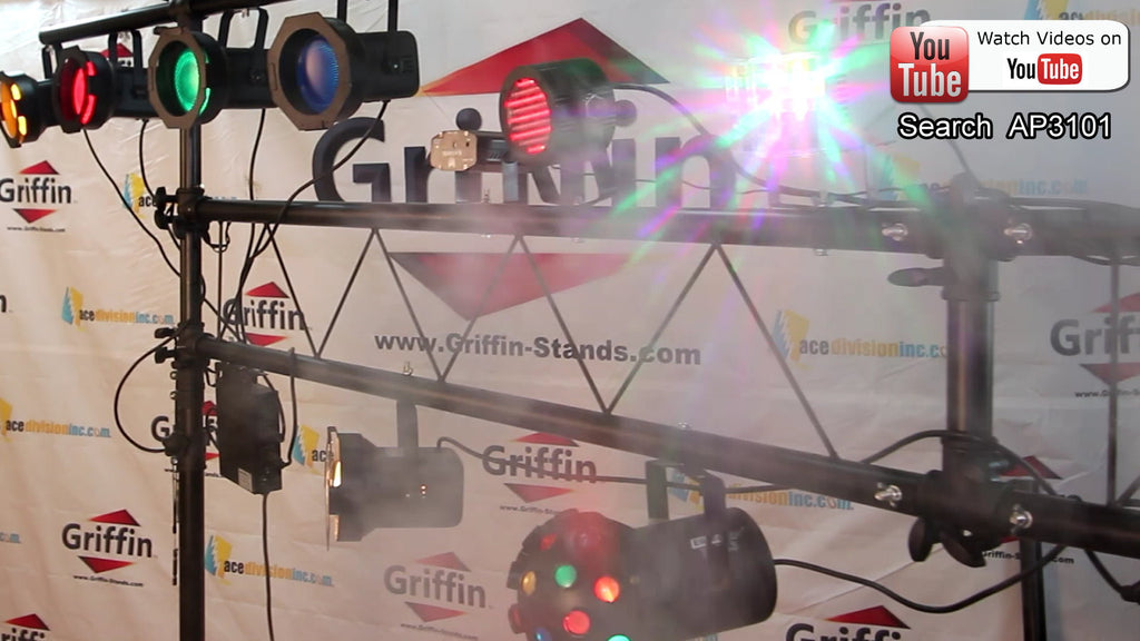 Light Truss Stand System by GRIFFIN - I-Beam Trussing Set & DJ Booth Platform Kit - Hanging Mount Lighting Package for Music Gear, PA Speakers GeekStands.com