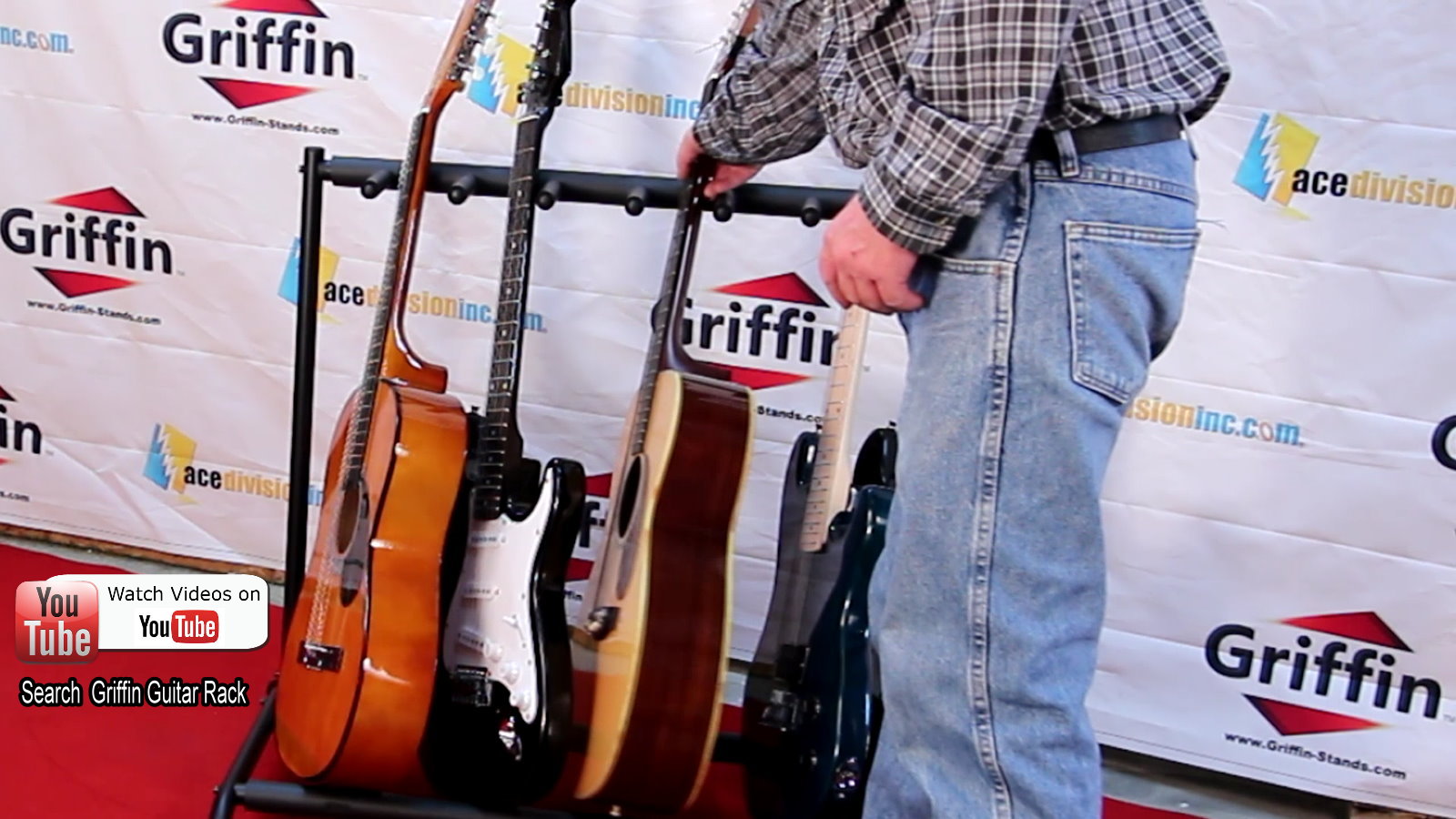 Five Guitar Rack Stand by GRIFFIN - Holder for 5 Guitars & Folds Up For Easy Transport - Neoprene Tubing Accessories For Music Bands, Recording Studio GeekStands.com