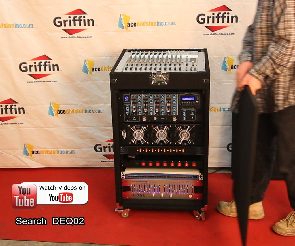 Rackmount Studio Mixer Flight Road Case By GRIFFIN - 25U Mount Space Ultimate Pro-Audio Amp Cabinet Travel Trunk For Music Gear Recording Equipment GeekStands.com