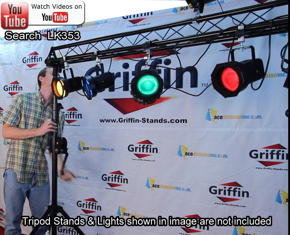DJ Triangle Truss Extension Lighting System by GRIFFIN | Mounts on your Speaker Stands | Trussing Stage Kit for Smoke Machines & Dance Can Lights | C Clamps Mounting Brackets & Platform Hardware Set GeekStands.com