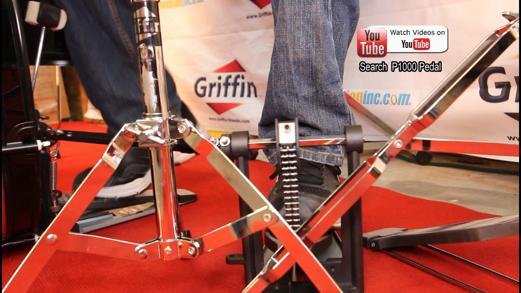 Double Kick Drum Pedal for Bass Drum by GRIFFIN - Deluxe Twin Set Foot Pedal - Quad Sided Beater Heads - Dual Pedal Two Chain Drive Hardware GeekStands.com