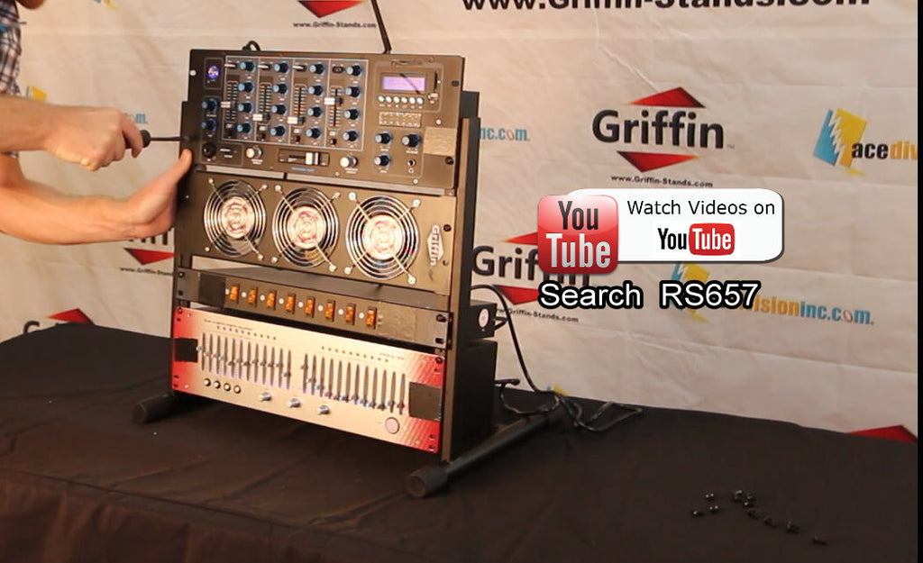 Rack Mount Stand with 10 Spaces by GRIFFIN - Music Studio Recording Equipment Sound Mixer Standing Case & 20 Screws - RackMount Pro Audio Network Amp GeekStands.com