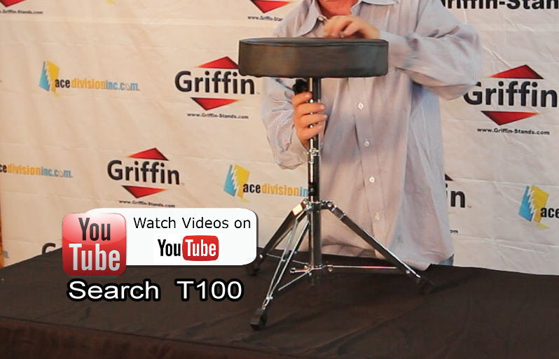 Drum Throne Stand by GRIFFIN - Padded Drummer’s Seat - Drum Set Percussion Chair for Adults - Musicians Guitar Stool Double Braced Hardware GeekStands.com