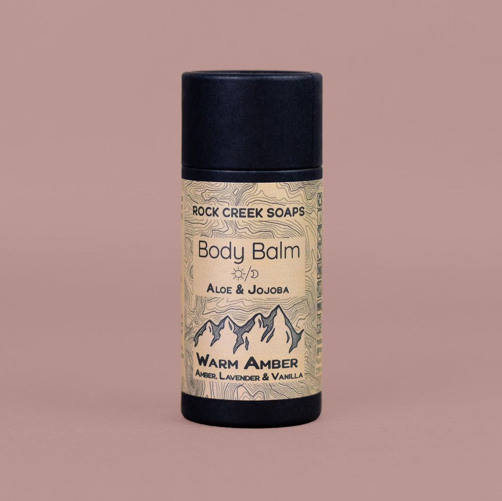 WARM AMBER BODY BALM | Solid Lotion Bar - Black Amber & Vanilla with French Lavender Rock Creek Soaps