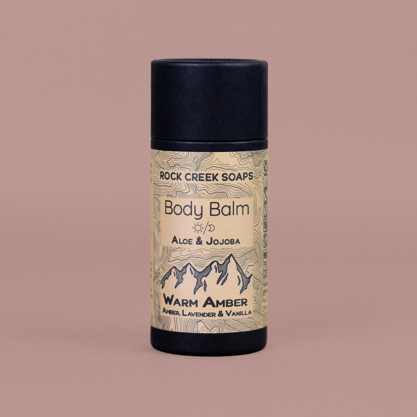 WARM AMBER BODY BALM | Solid Lotion Bar - Black Amber & Vanilla with French Lavender Rock Creek Soaps