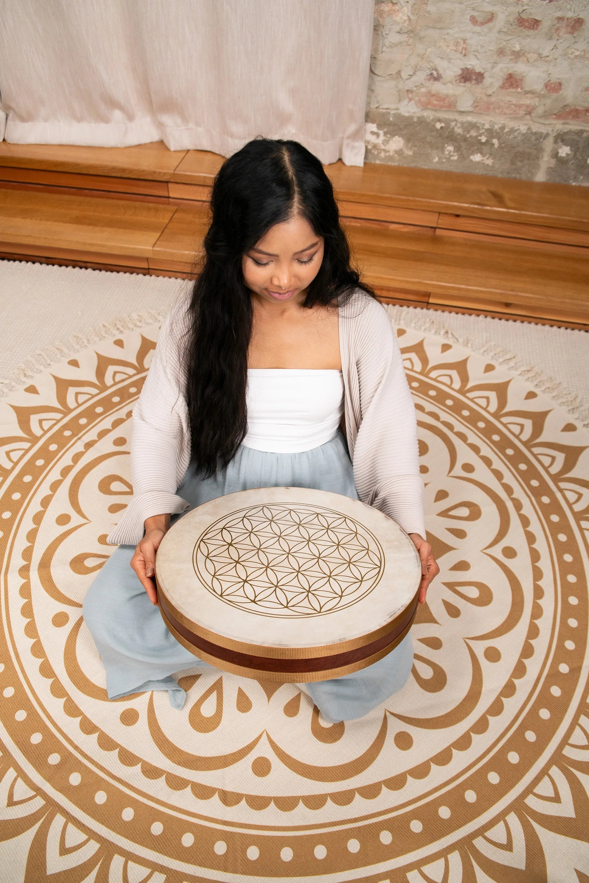 16" Wave / Ocean Drum, Flower of Life Utah Energy Healing Center