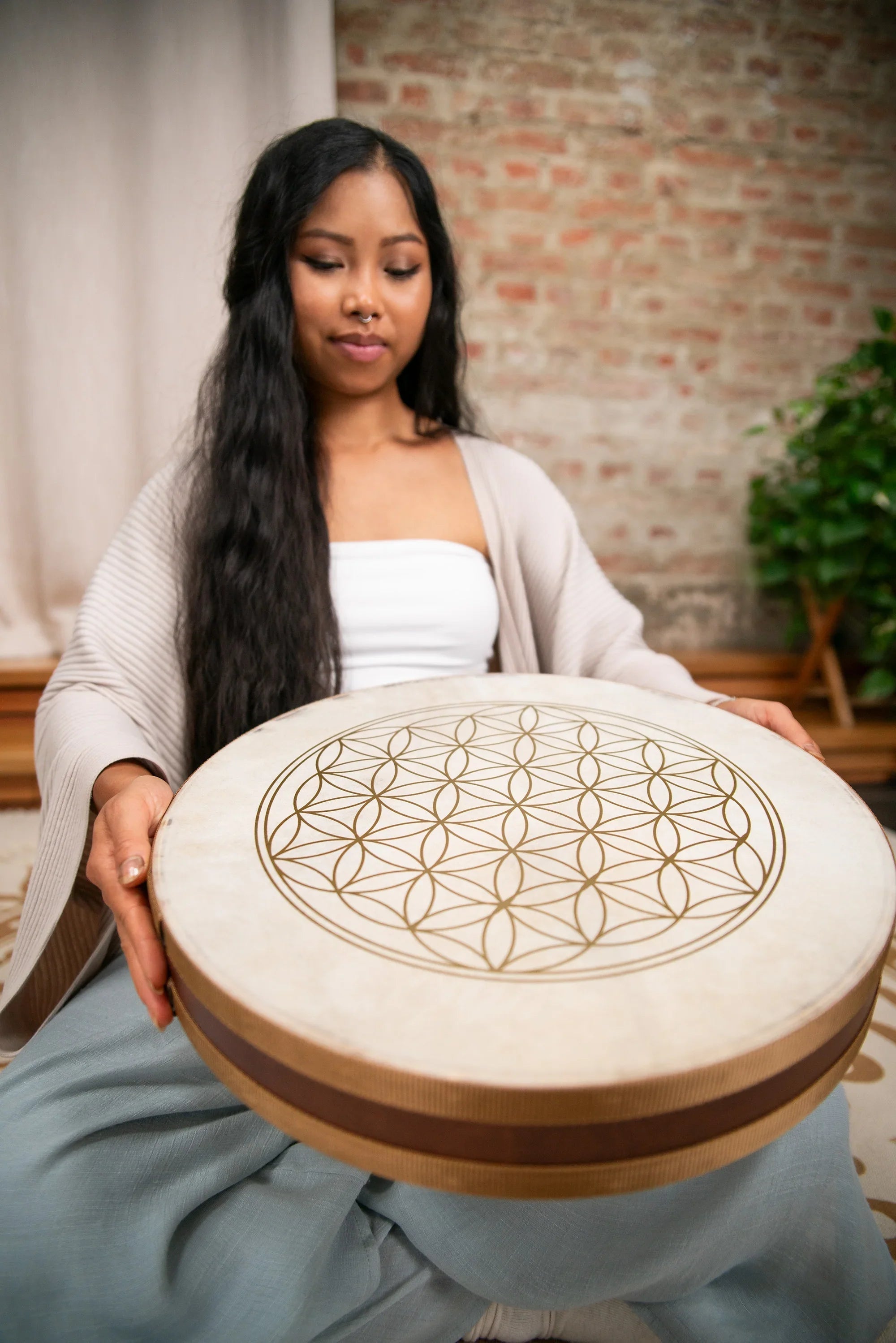 16" Wave / Ocean Drum, Flower of Life Utah Energy Healing Center