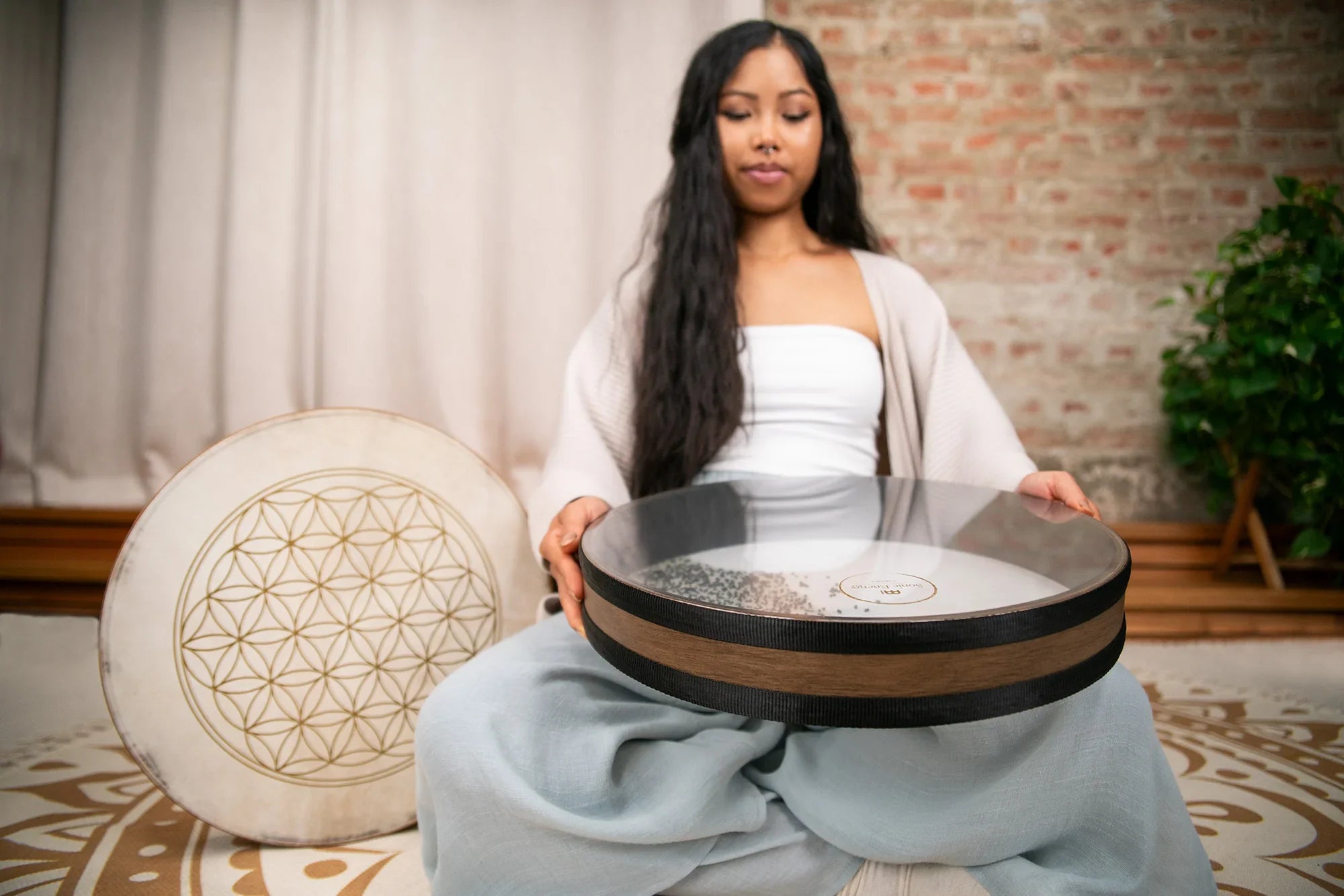 16" Wave / Ocean Drum, Woven & Synthetic Head Utah Energy Healing Center