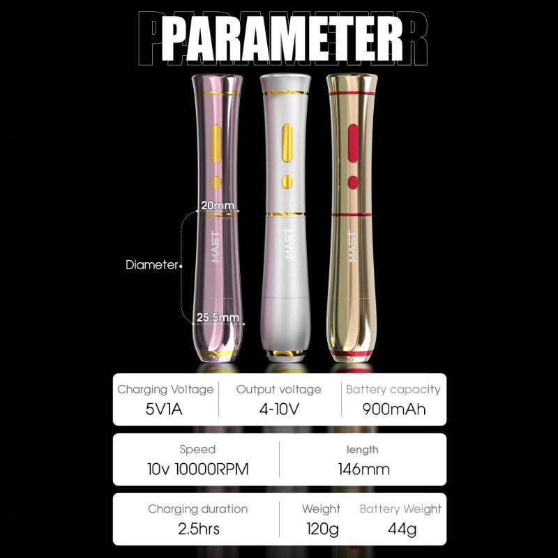 Dragonhawk Wireless Tattoo Pen Machine with 2.5MM Stroke Permanent makeup | Mast P40 INKSOULSUPPLY.COM