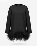 Audacious Feather Trim Sweatshirt Boho Brown