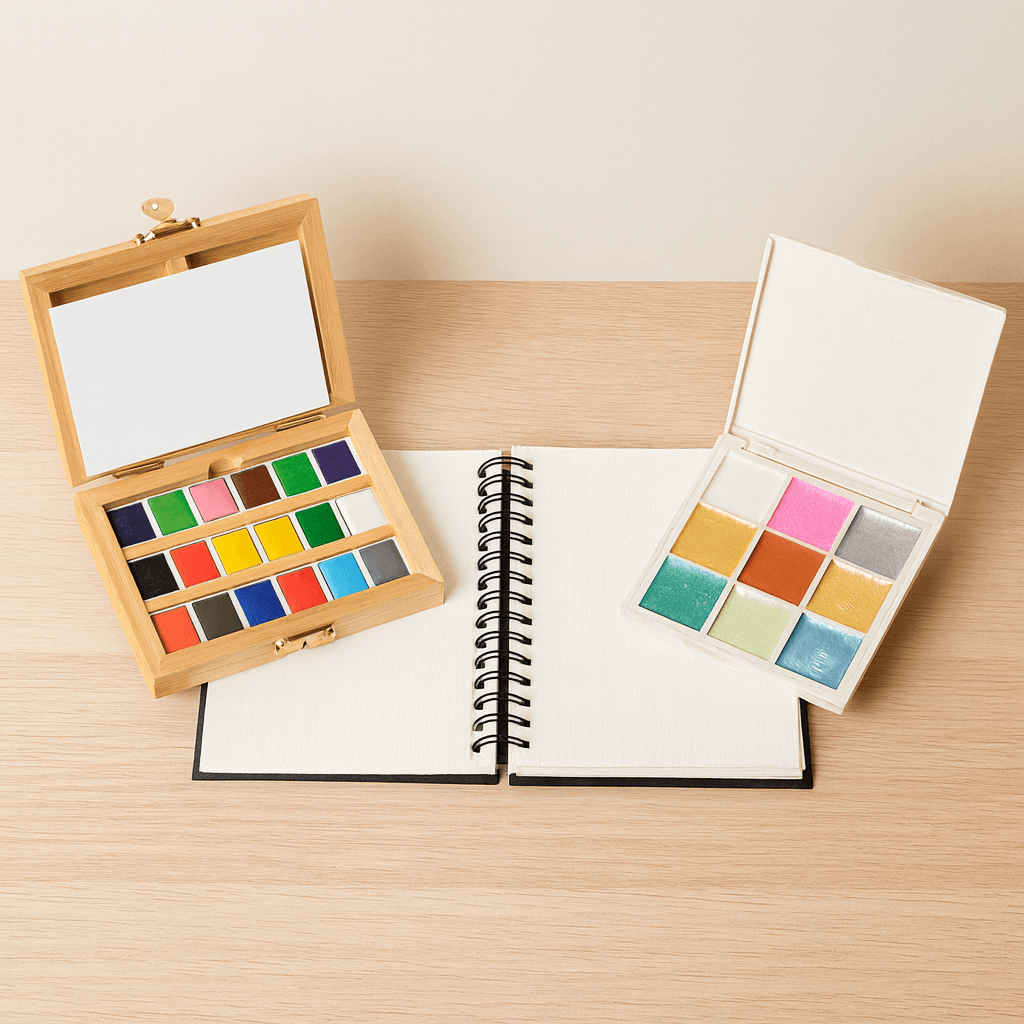 Watercolor Essentials Bundle | Bamboo Case, Metallics, & Paper Pad elseware unplug