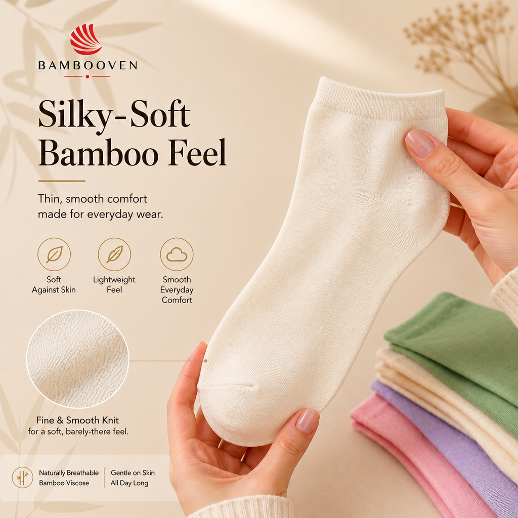 Women’s Bamboo Ankle Socks 6-Pack – Mixed Colors Soft Thin Low-Cut Socks Bambooven