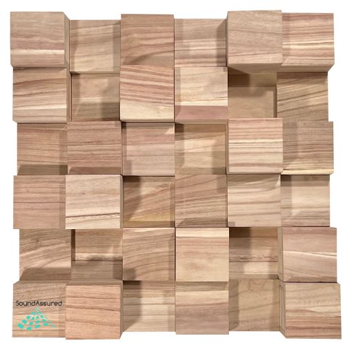 Wood Acoustic Diffuser Panel | Solid Paulownia Wood Sound Diffuser for Studios & Home Theaters SoundAssured