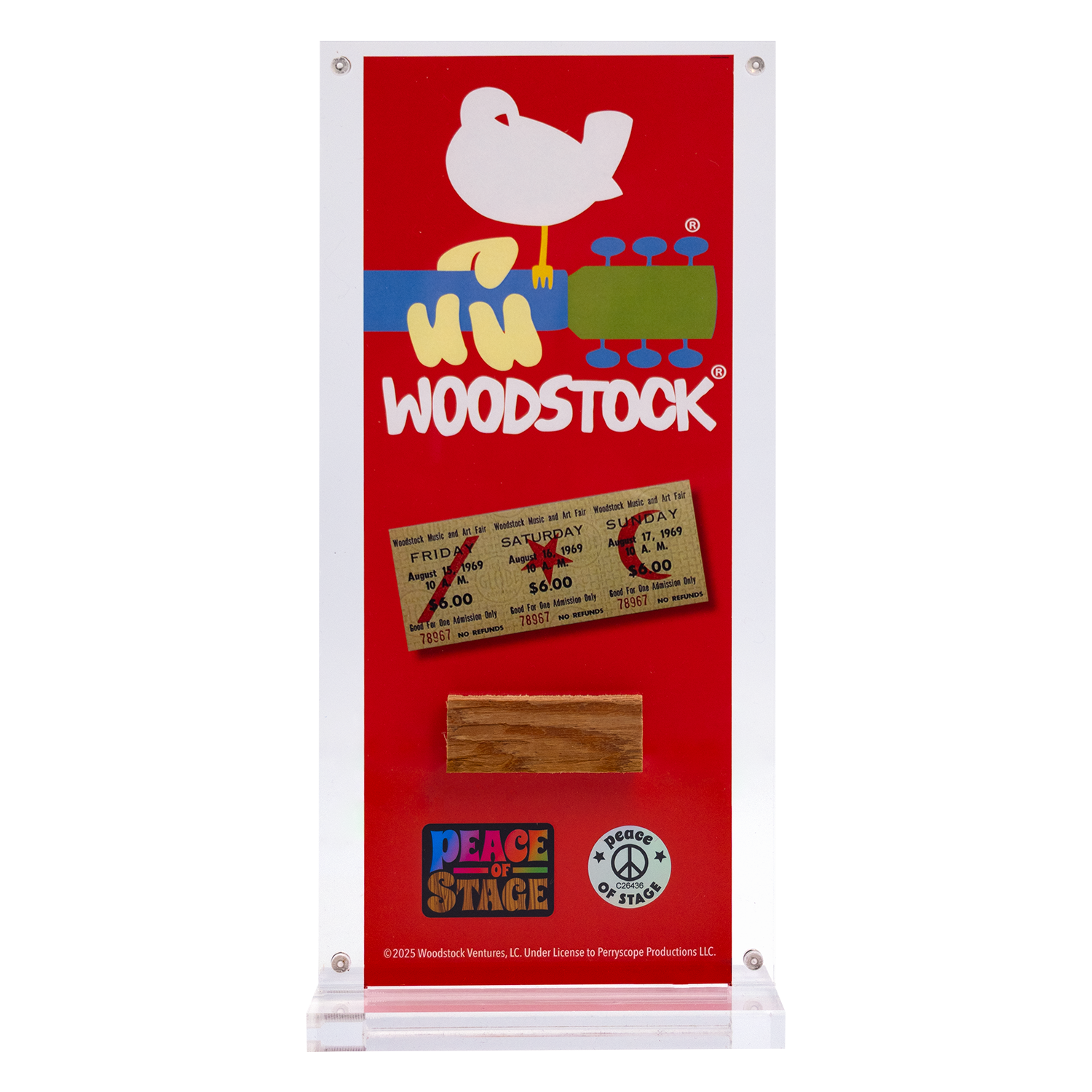 Woodstock Logo Peace of Stage Acrylic Frame Peace Of Stage LLC