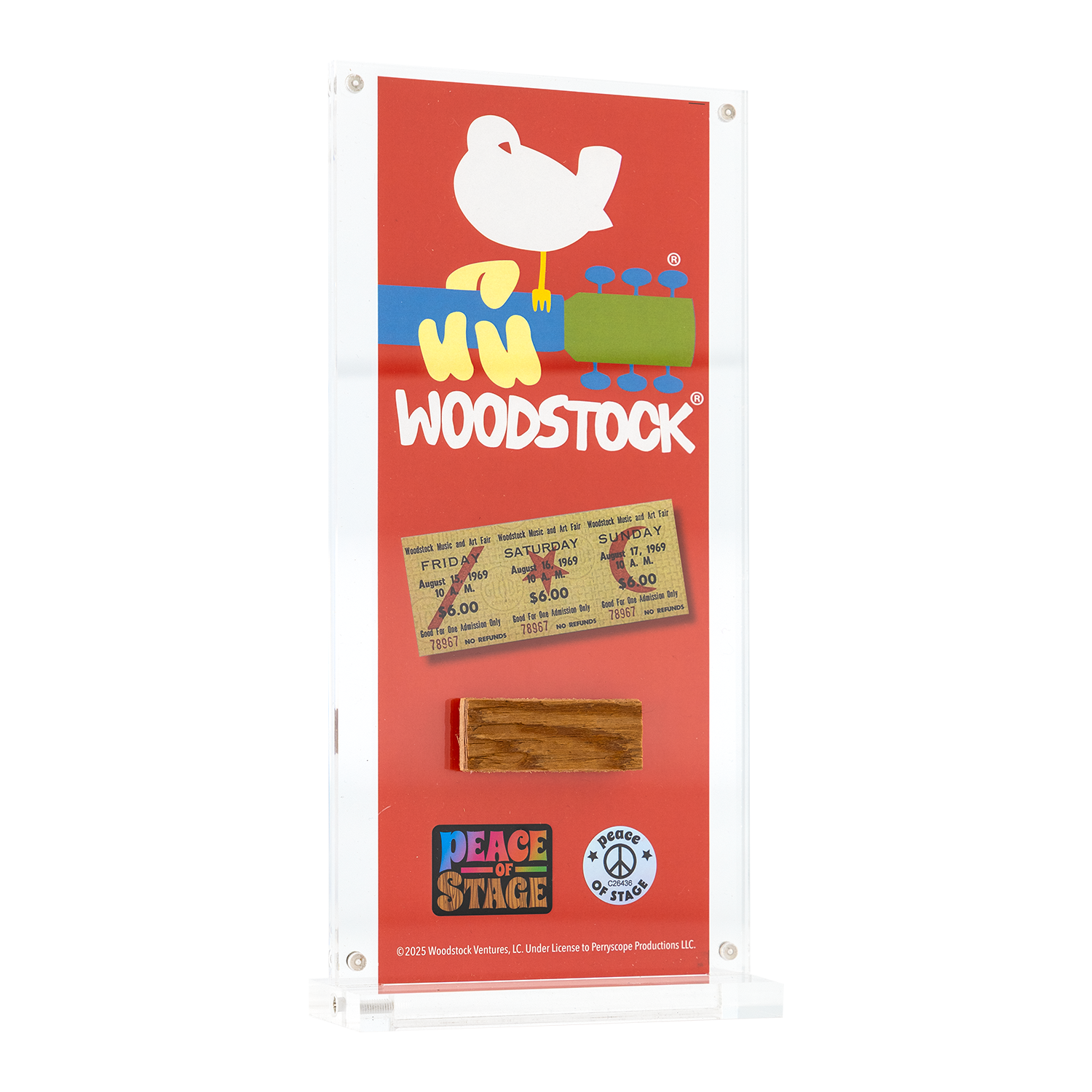 Woodstock Logo Peace of Stage Acrylic Frame Peace Of Stage LLC
