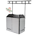 DJ Booth Tabletop With 8FT Lighting Truss Stand Package by FAT TOAD - Foldable Panel Portable Stage Platform Facade Scrim Cover, Video Light Display GeekStands.com