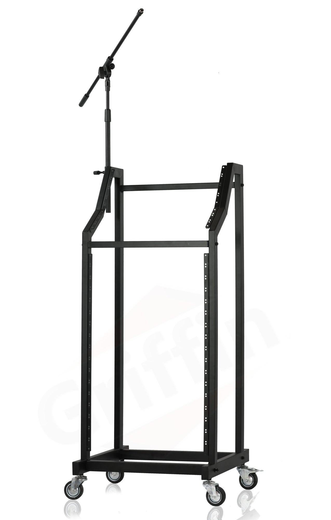 GRIFFIN Rack Mount Cart Stand & Top Mixer Platform 25U - Rolling Music Studio Booth Case Holder - Sound Stage Pro Audio Recording Cabinet Mount Rails GeekStands.com