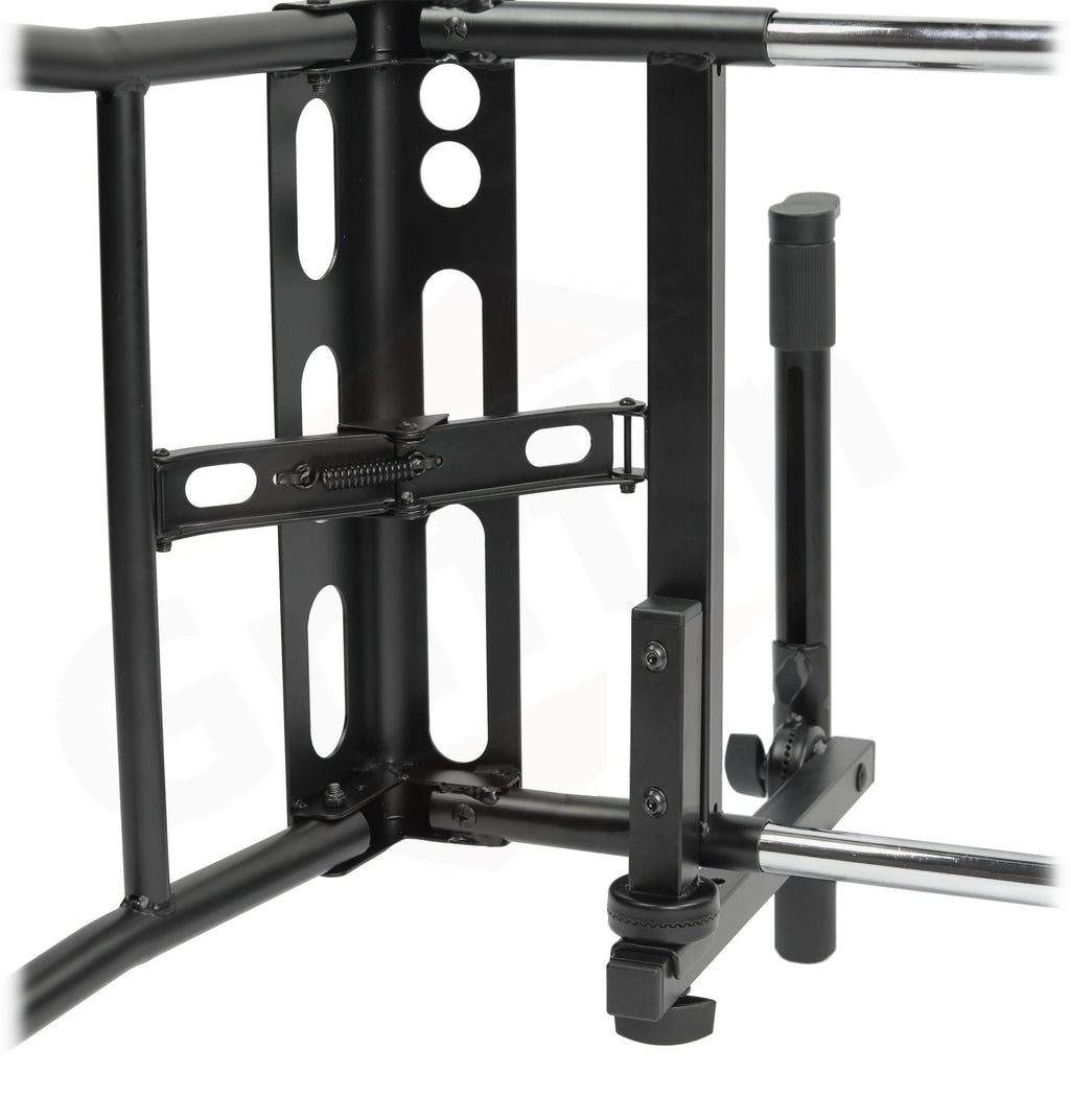 GRIFFIN 2-Tier DJ Coffin Workstation Stand - Double Table Top Keyboard & Laptop Holder - Duel Level Digital Piano Rack Mount Platform for Studio Mixer GeekStands.com