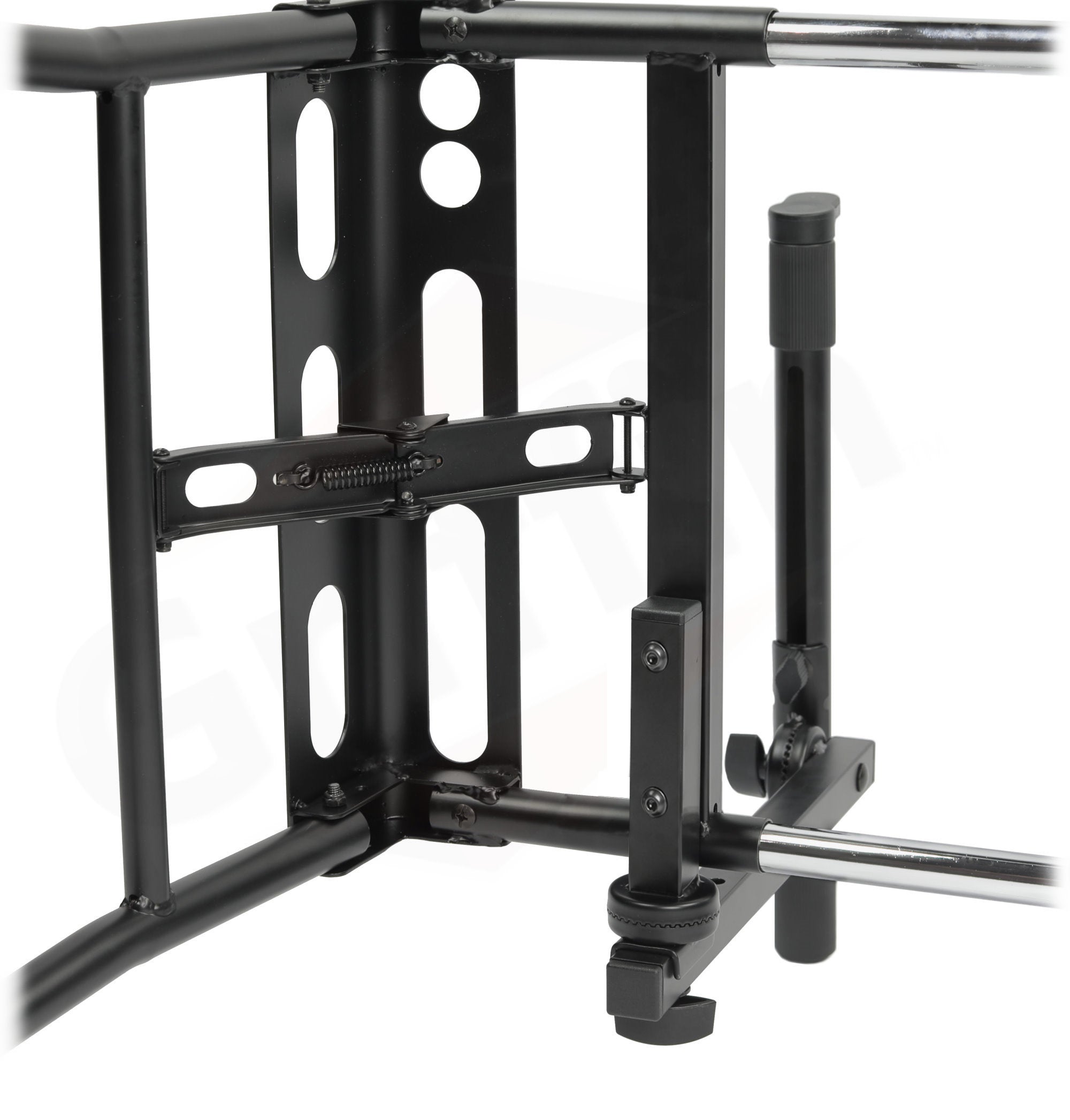 GRIFFIN 2-Tier DJ Coffin Workstation Stand - Double Table Top Keyboard & Laptop Holder - Duel Level Digital Piano Rack Mount Platform for Studio Mixer GeekStands.com