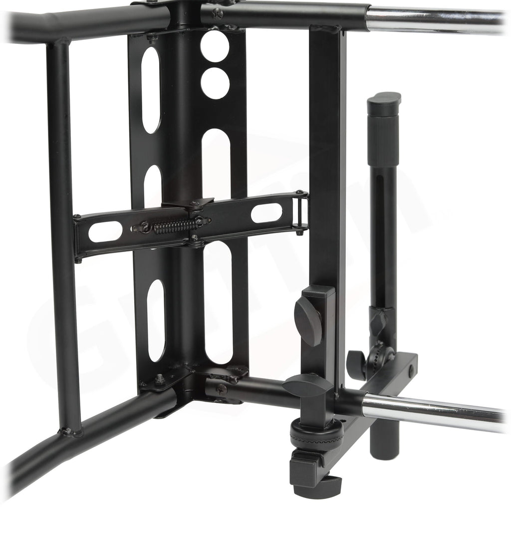 GRIFFIN 2-Tier DJ Coffin Workstation Stand - Double Table Top Keyboard & Laptop Holder - Duel Level Digital Piano Rack Mount Platform for Studio Mixer GeekStands.com