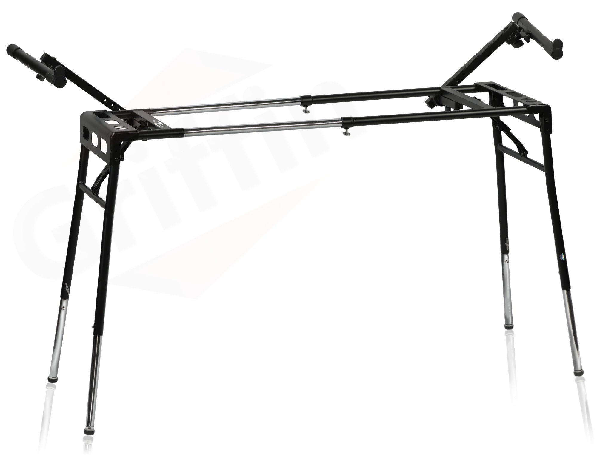 GRIFFIN 2-Tier DJ Coffin Workstation Stand - Double Table Top Keyboard & Laptop Holder - Duel Level Digital Piano Rack Mount Platform for Studio Mixer GeekStands.com