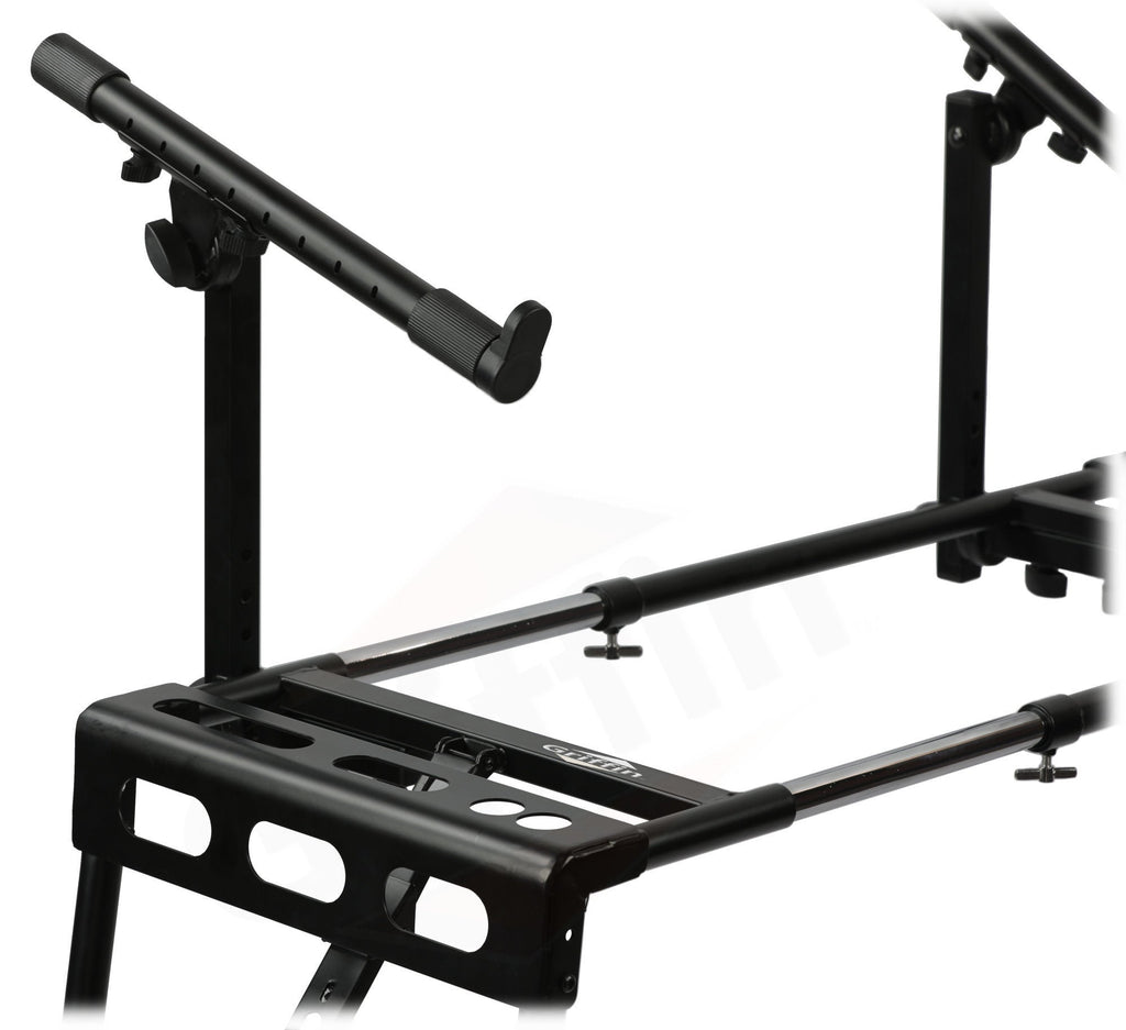 GRIFFIN 2-Tier DJ Coffin Workstation Stand - Double Table Top Keyboard & Laptop Holder - Duel Level Digital Piano Rack Mount Platform for Studio Mixer GeekStands.com