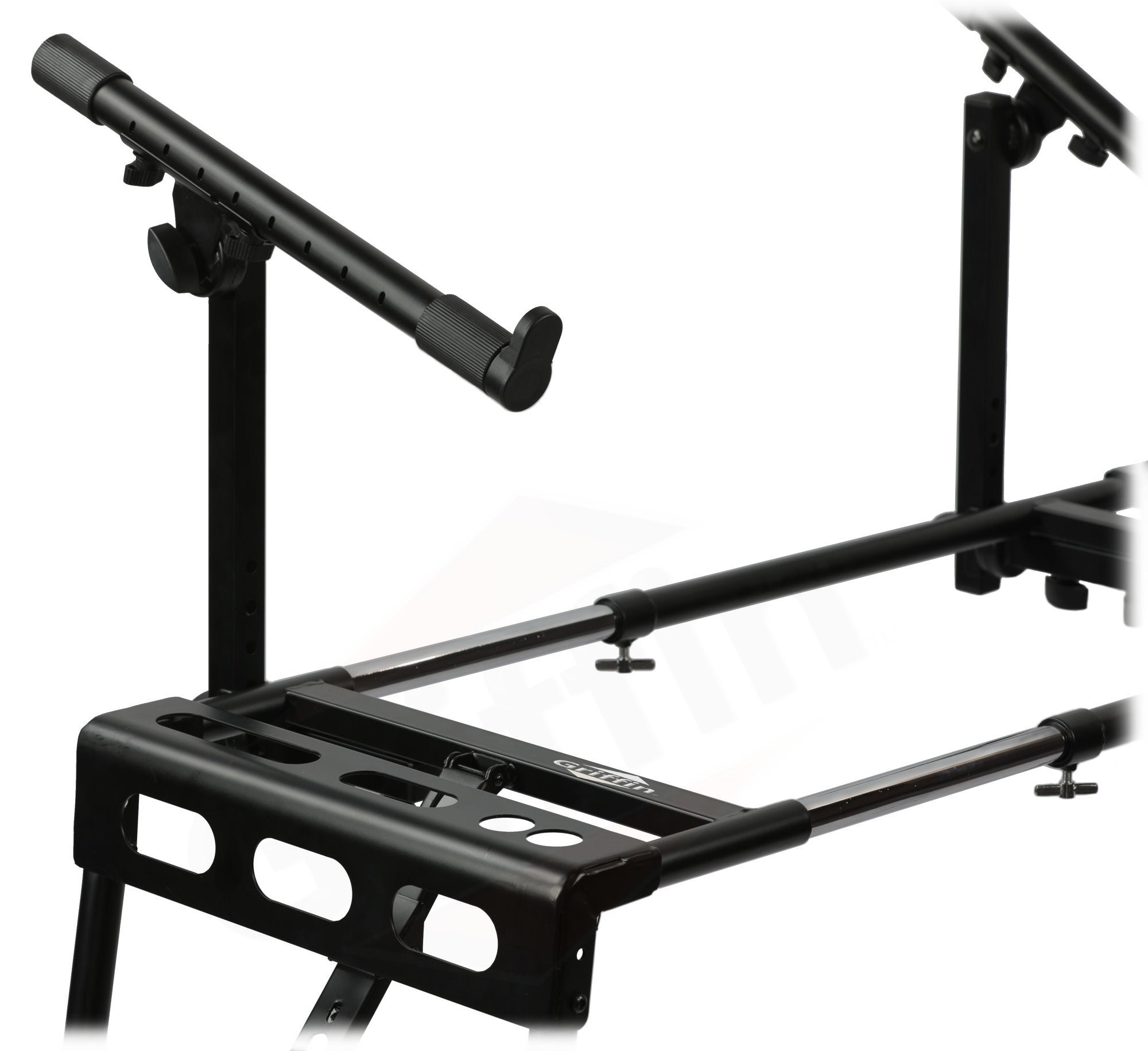 GRIFFIN 2-Tier DJ Coffin Workstation Stand - Double Table Top Keyboard & Laptop Holder - Duel Level Digital Piano Rack Mount Platform for Studio Mixer GeekStands.com