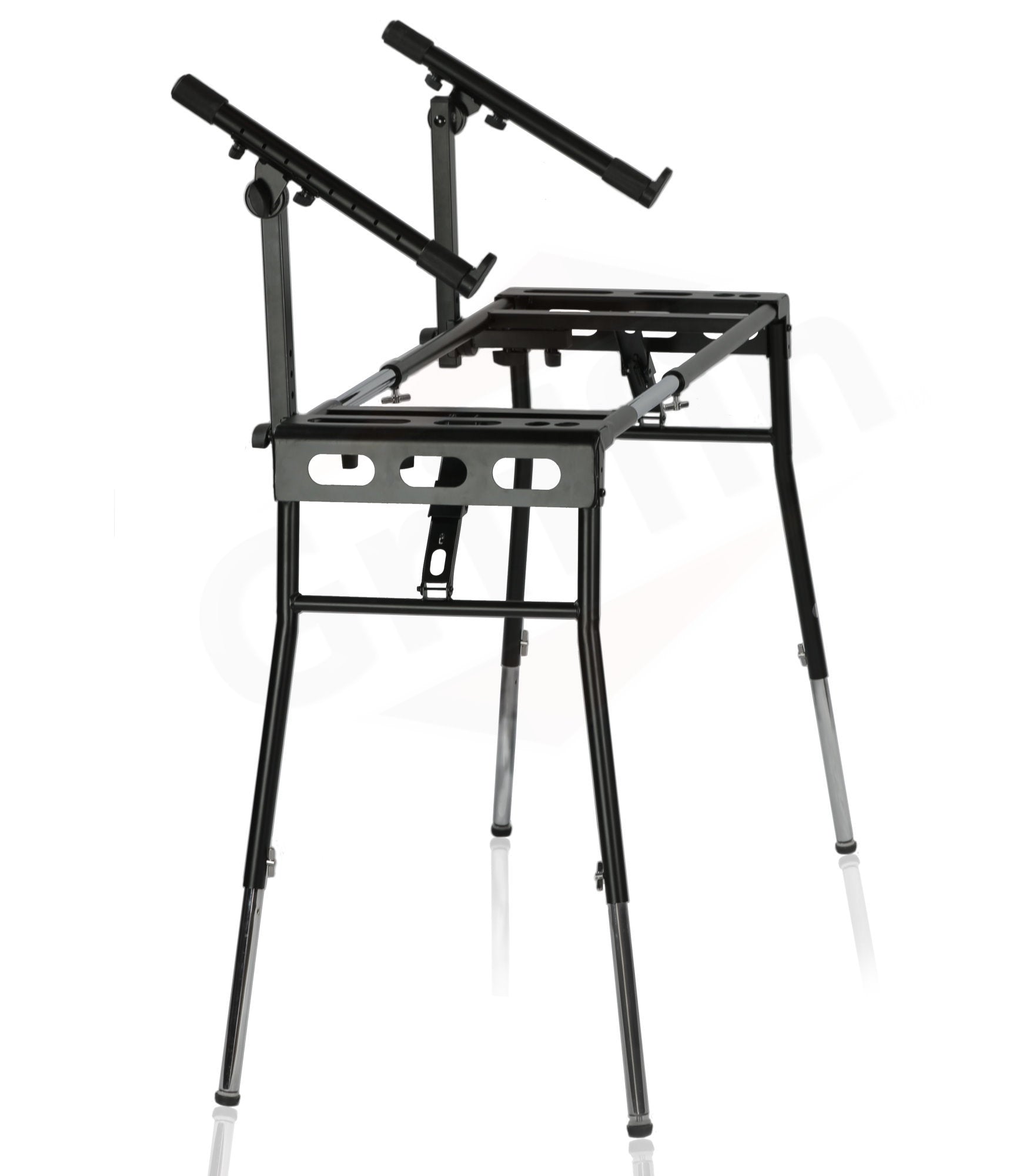 GRIFFIN 2-Tier DJ Coffin Workstation Stand - Double Table Top Keyboard & Laptop Holder - Duel Level Digital Piano Rack Mount Platform for Studio Mixer GeekStands.com