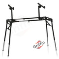 GRIFFIN 2-Tier DJ Coffin Workstation Stand - Double Table Top Keyboard & Laptop Holder - Duel Level Digital Piano Rack Mount Platform for Studio Mixer GeekStands.com