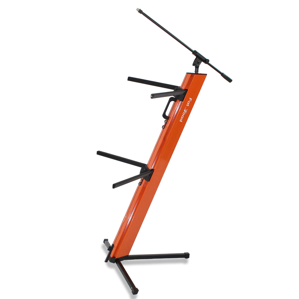 Keyboard Stand (2-Tier) with Mic Boom Arm Adapter by FAT TOAD - Professional Double Sliding Electronic Piano Column Tower for Turntable, DJ Audio Gear & Studio Synthesizer GeekStands.com