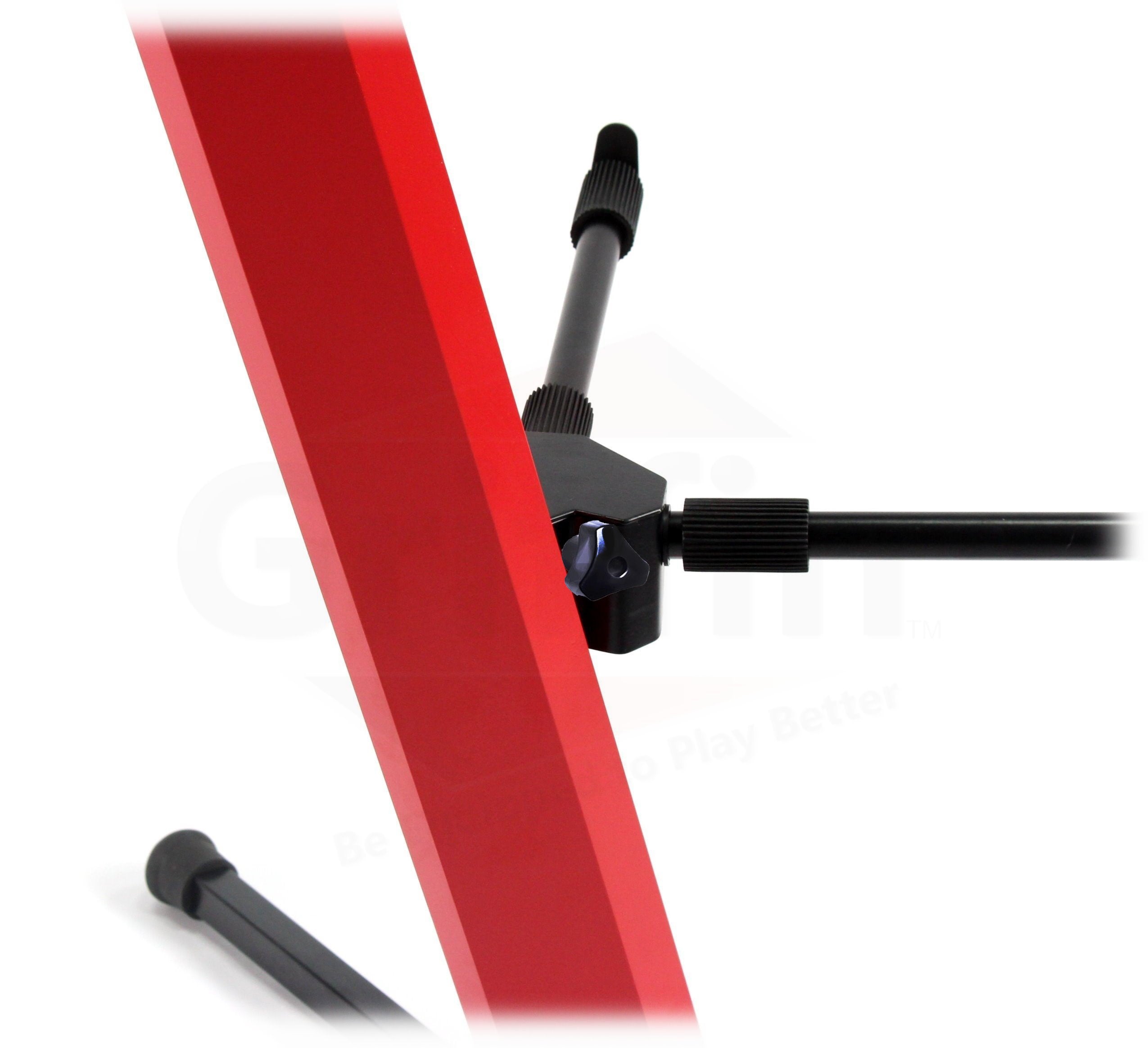 2-Tier Column Keyboard Stand with Mic Boom Arm by GRIFFIN - Double Sliding Multi Mounting Platform Red Stage Tower Rack - Holder for Digital Piano GeekStands.com