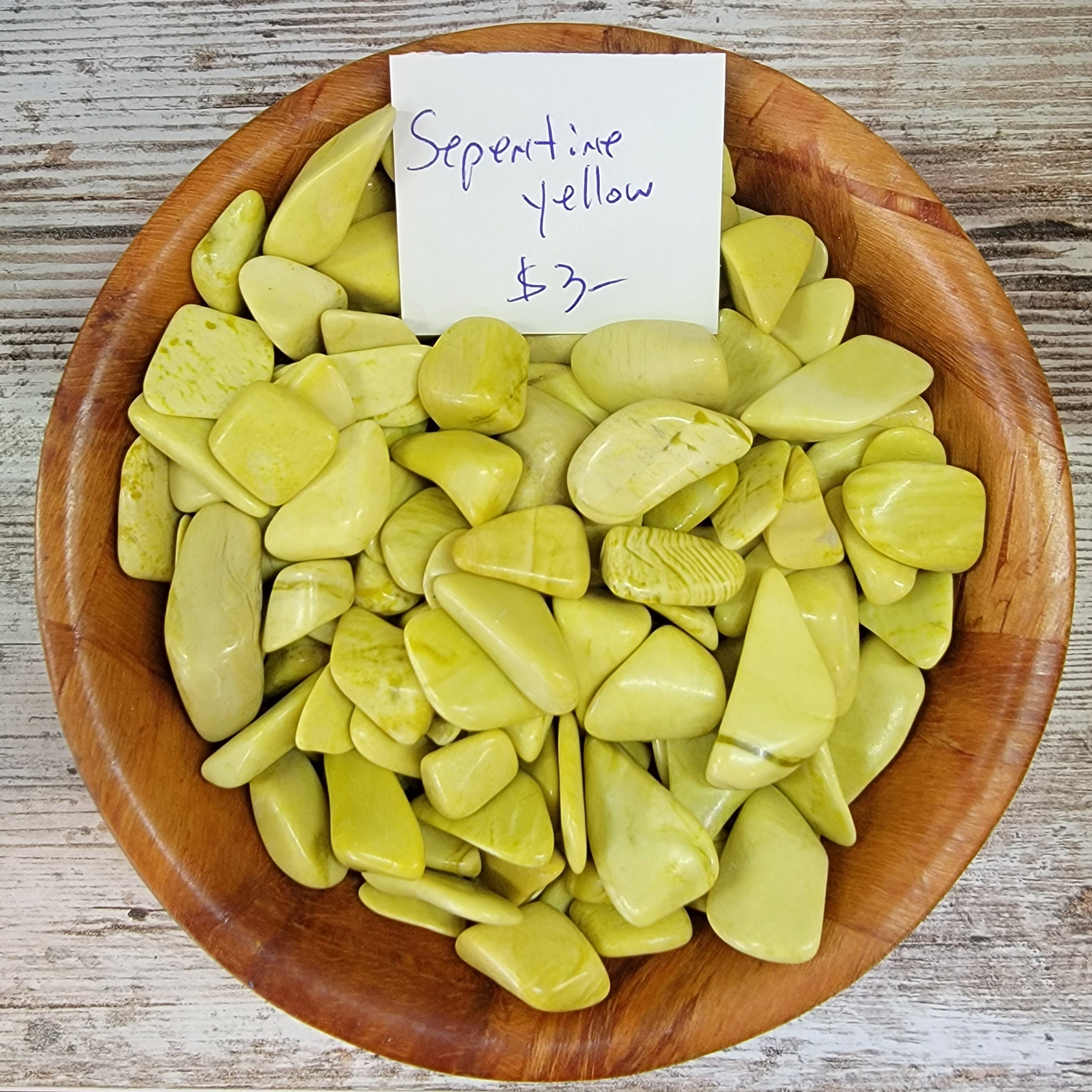 Serpentine Yellow Tumbled Stone - Enhance Meditation, Clear Chakra Blockages, Boost Energy High Ho Gems and Crystals