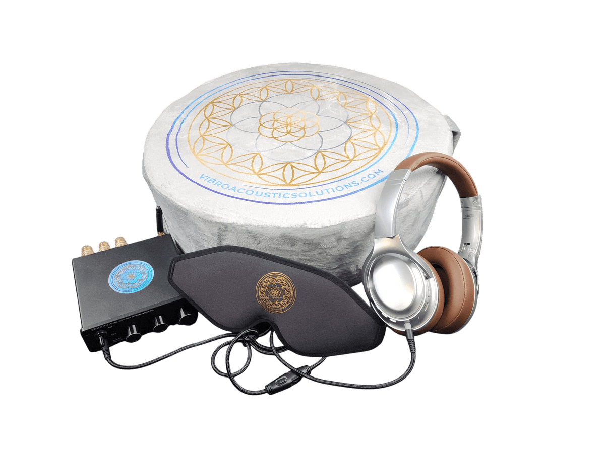 Vibroacoustic Therapy Zafu Meditation Cushion bundle with custom amplifier Vibroacoustic Solutions