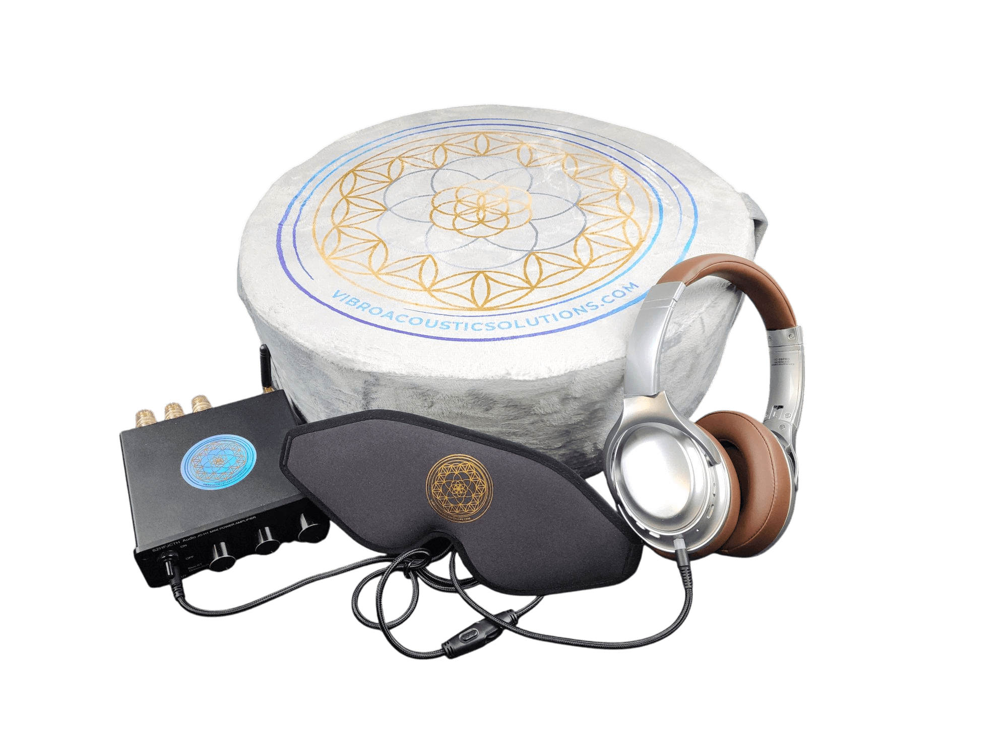 Vibroacoustic Therapy Zafu Meditation Cushion bundle with custom amplifier Vibroacoustic Solutions