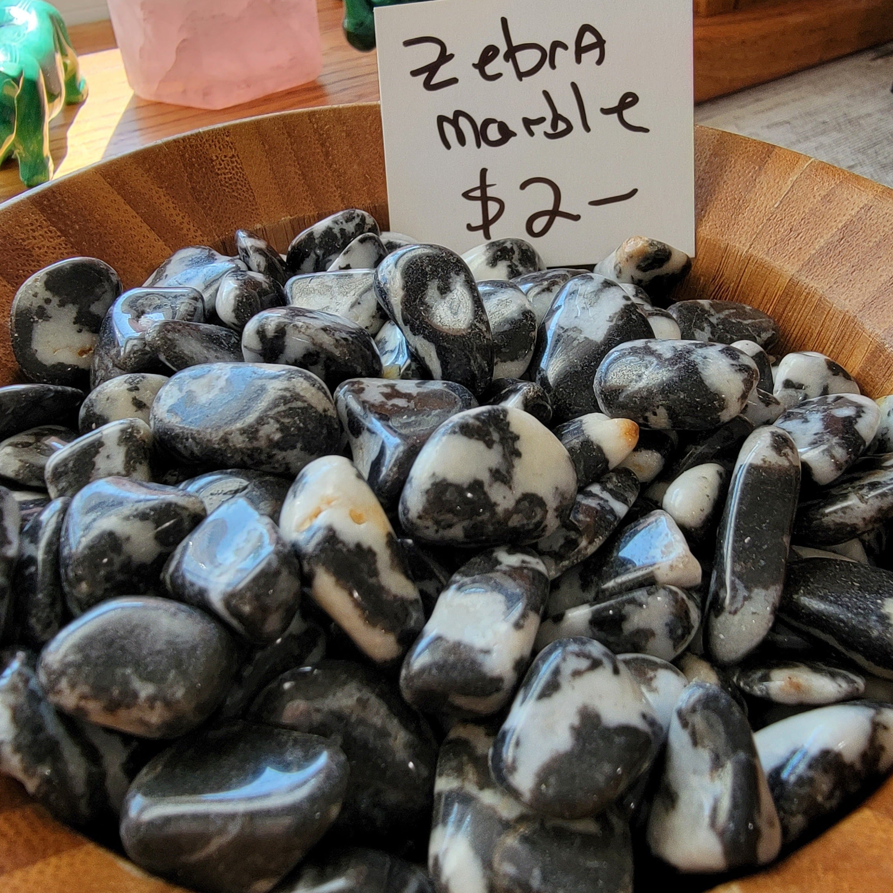 Zebra Marble Jasper Tumbled Stones - Black and White for Endurance and Creativity High Ho Gems and Crystals
