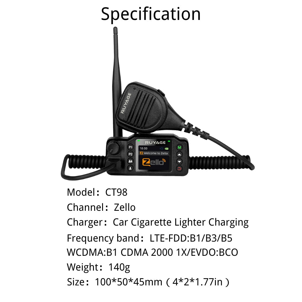 Ruyage Zello PTT 4G LTE Vehicle Mounted Mobile Two Way Radio Ruyage Radio