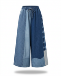 Unique Patchwork Wide Leg Trousers Boho Brown